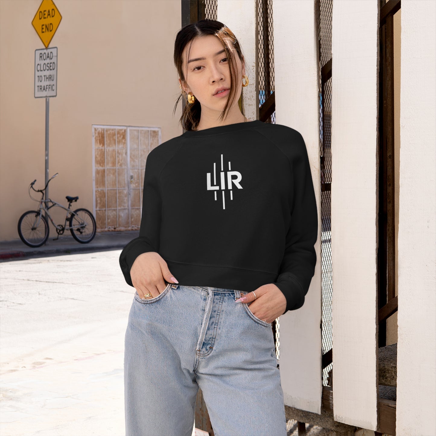 White LIR Women's Cropped Fleece Pullover